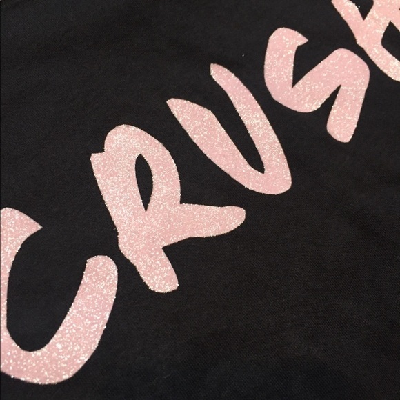 NWT Victorias Secret Large Glitter Graphic Short Sleeve Tee Ruffles - Picture 5 of 7